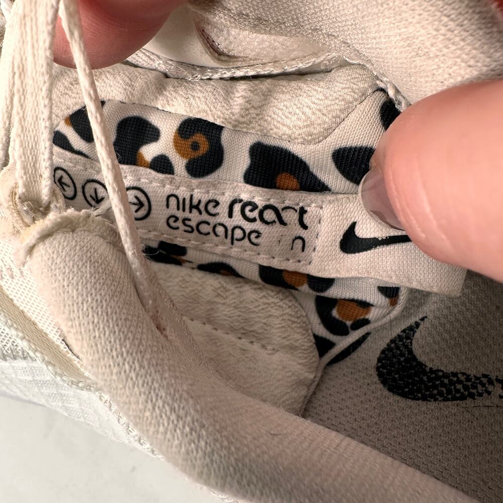 Nike React Escape Run White Leopard Sneakers Size… - image 7